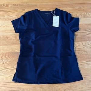 Mandala Scrub Top Navy Blue Size Small NWT